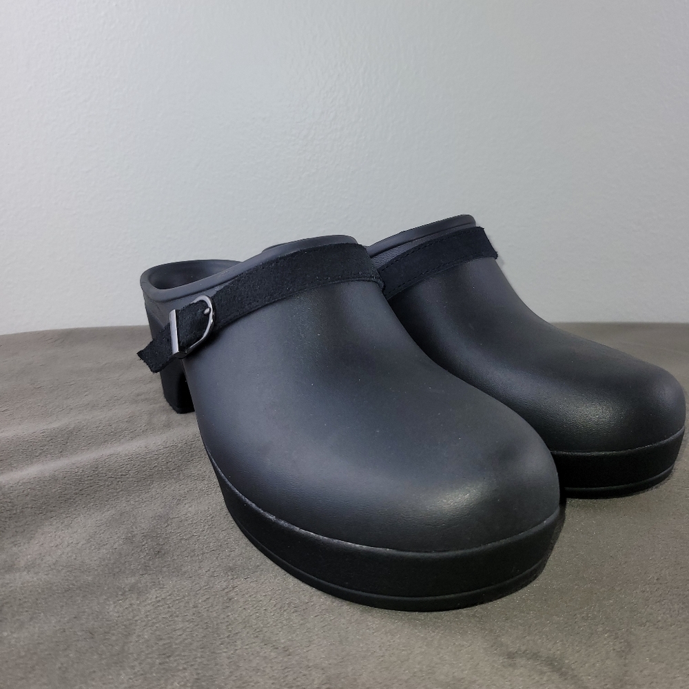 Crocs Sarah 203631 Clogs Black Heel Mules Buckle Slip-On Shoes Women's Size 9
